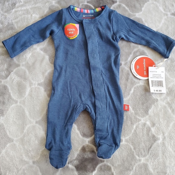 NWT Magnetic Me Modal Parent Favorite Footie-Dark Blue Waffle/Size Preemie - Picture 3 of 6